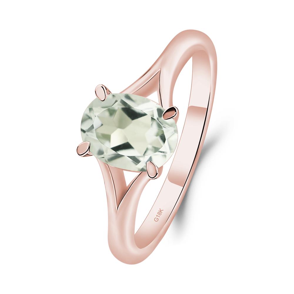 Green Amethyst Minimalist Engagement Ring - LUO Jewelry #metal_18k rose gold