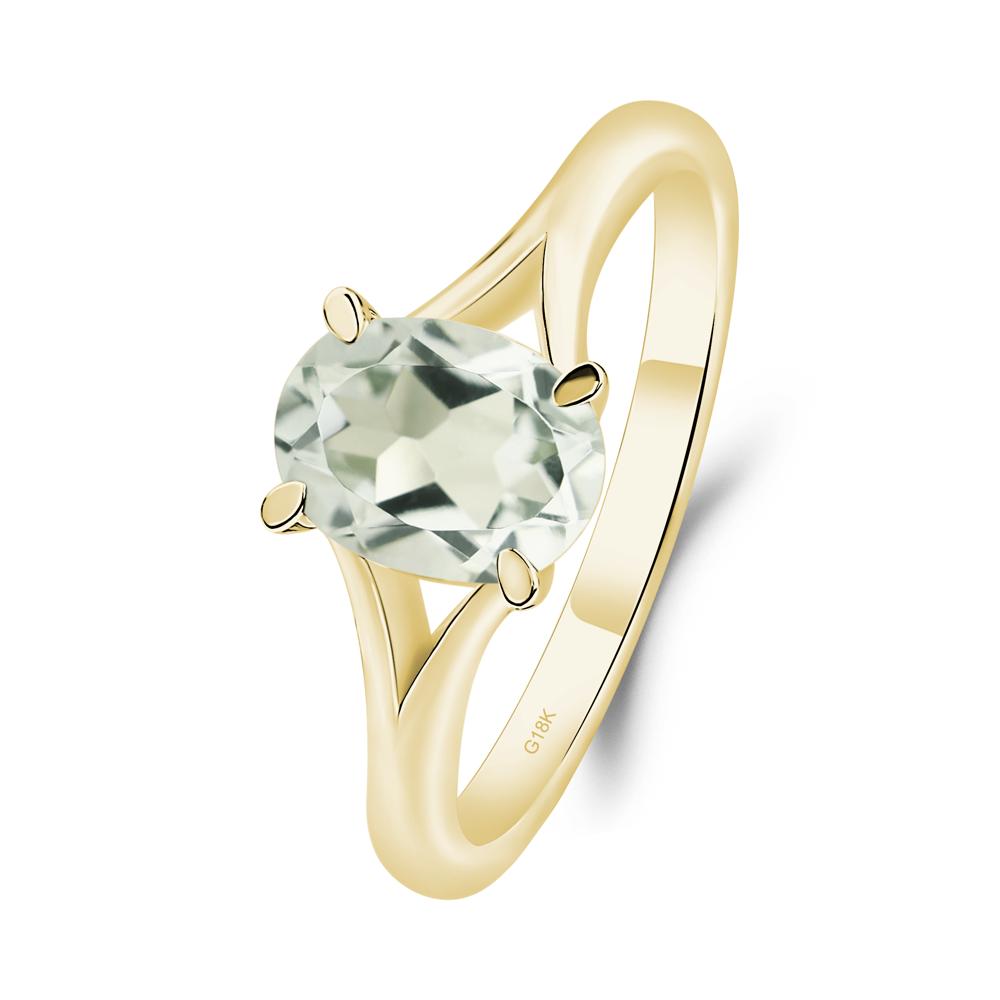 Green Amethyst Minimalist Engagement Ring - LUO Jewelry #metal_18k yellow gold