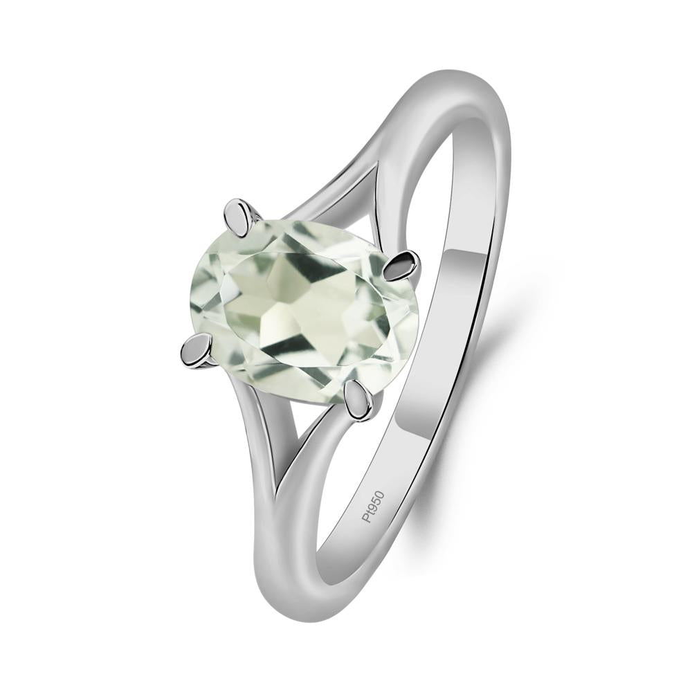 Green Amethyst Minimalist Engagement Ring - LUO Jewelry #metal_platinum
