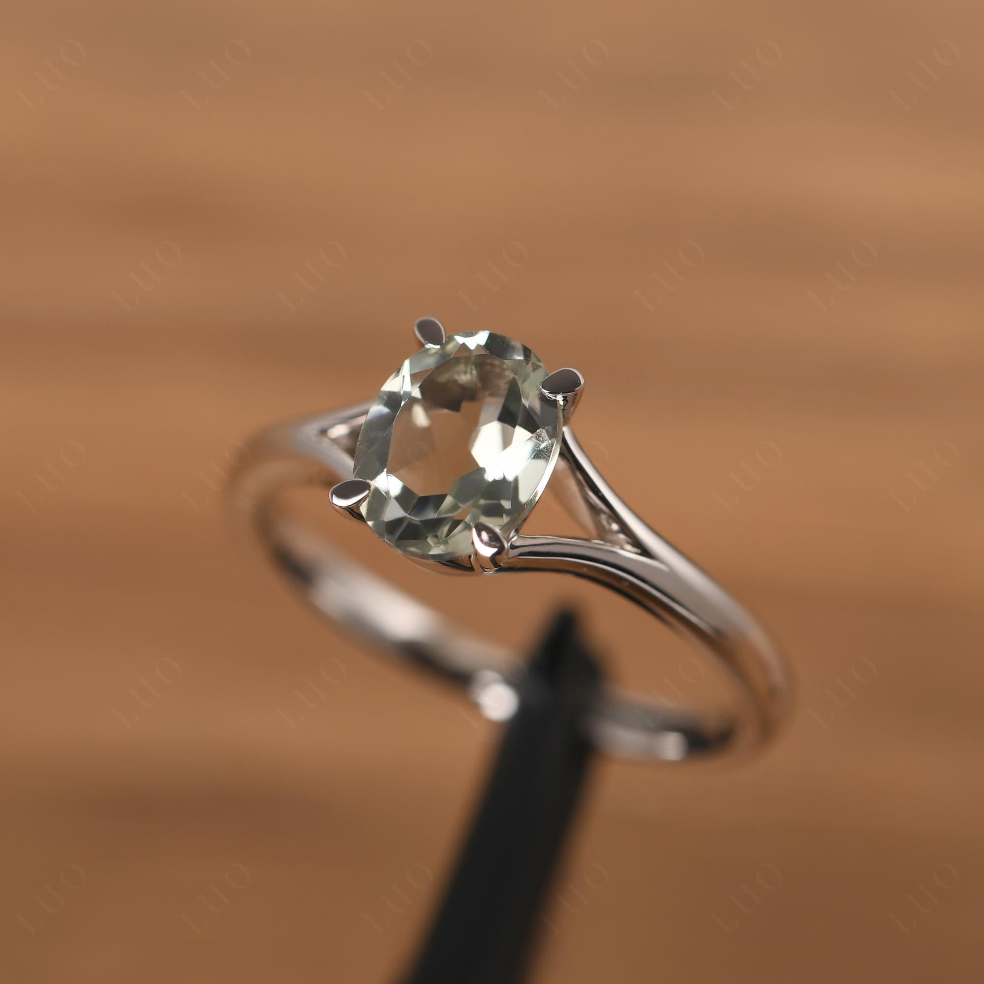Green Amethyst Minimalist Engagement Ring - LUO Jewelry
