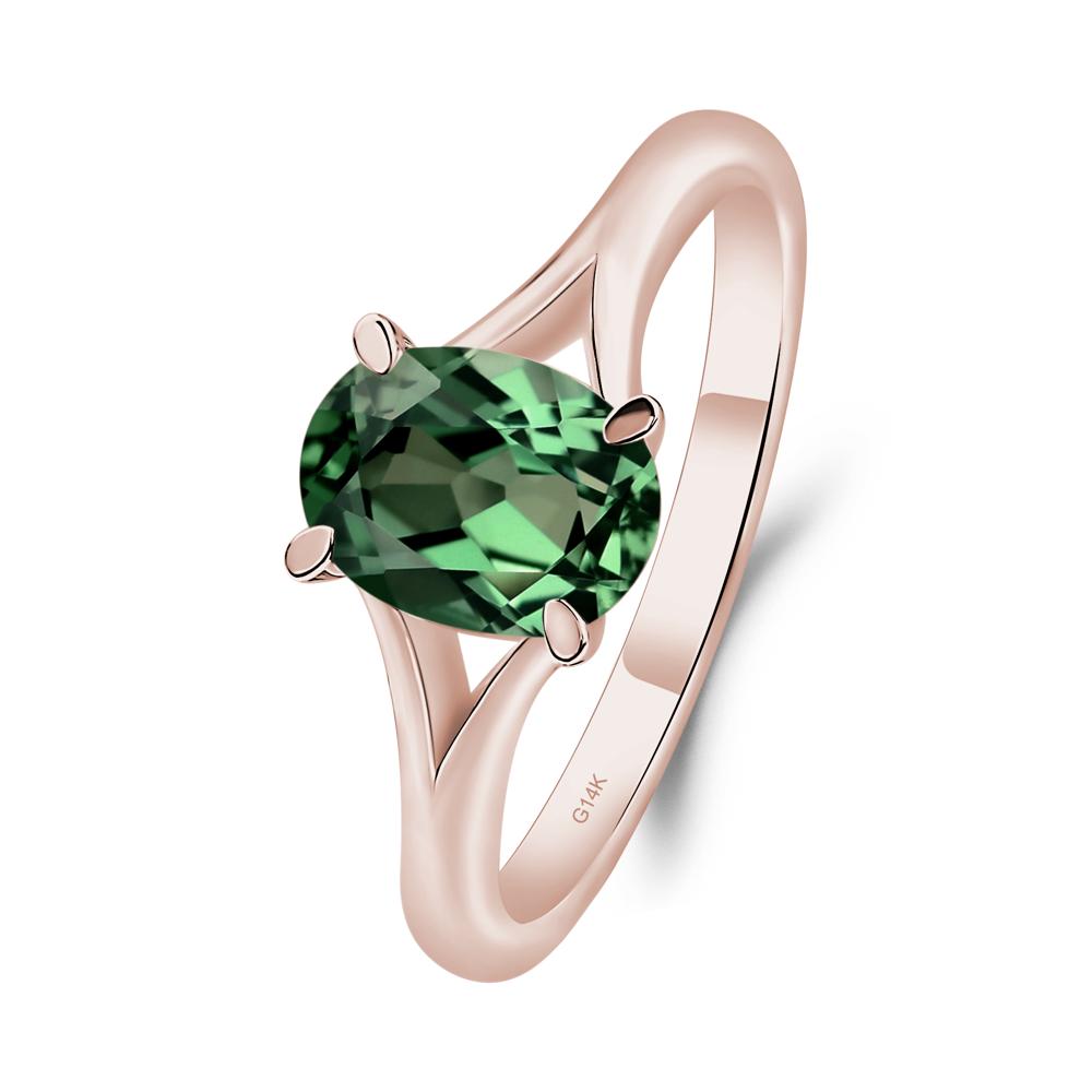 Green Sapphire Minimalist Engagement Ring - LUO Jewelry #metal_14k rose gold