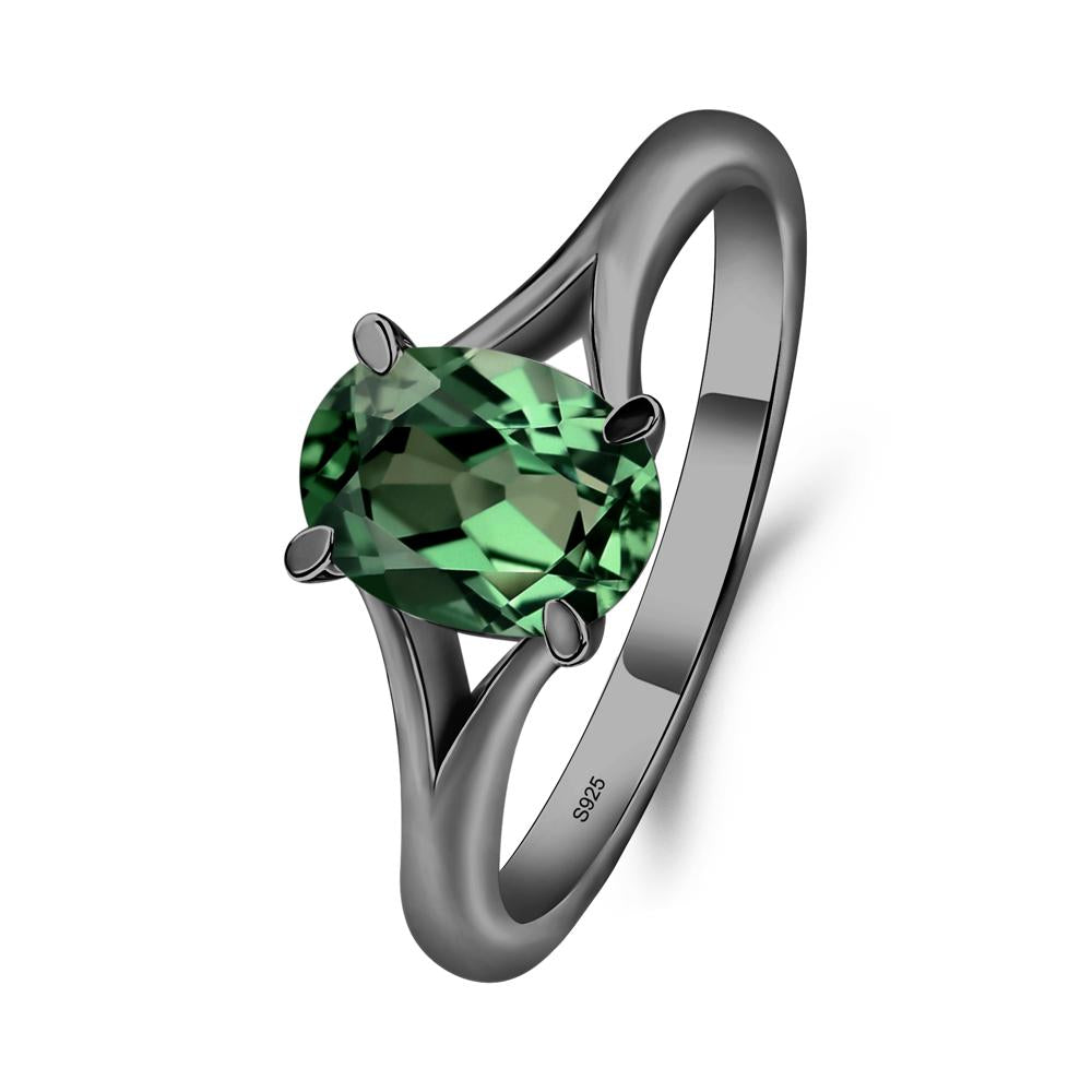 Green Sapphire Minimalist Engagement Ring - LUO Jewelry #metal_black finish sterling silver