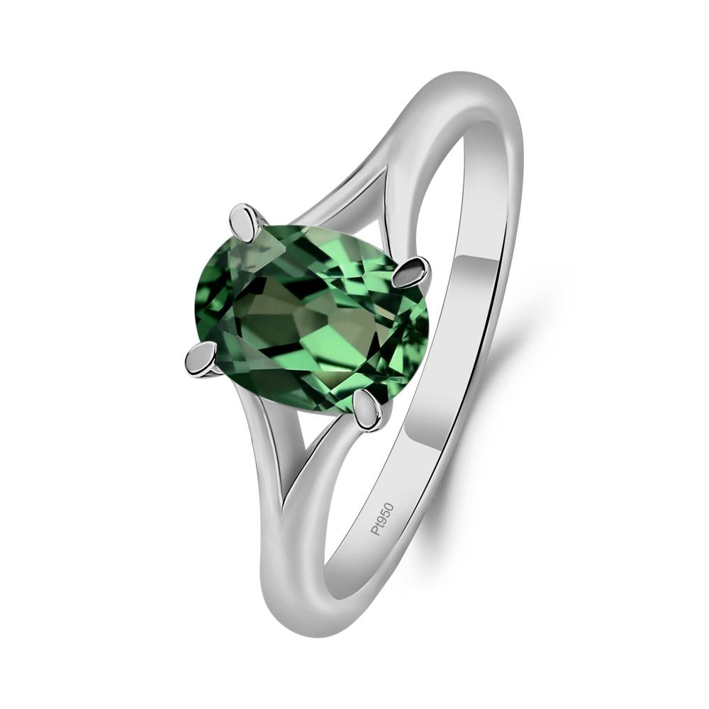 Green Sapphire Minimalist Engagement Ring - LUO Jewelry #metal_platinum