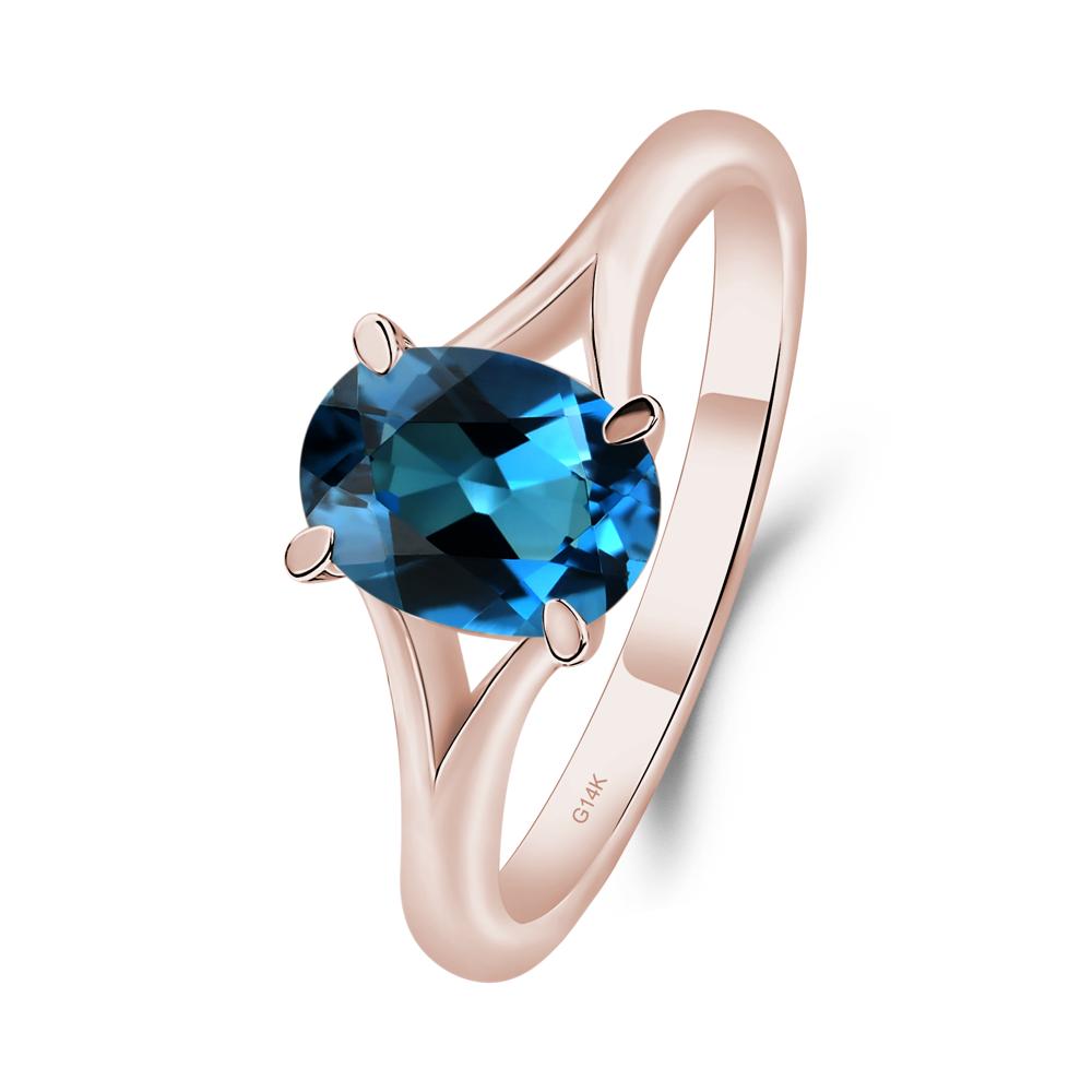 London Blue Topaz Minimalist Engagement Ring - LUO Jewelry #metal_14k rose gold