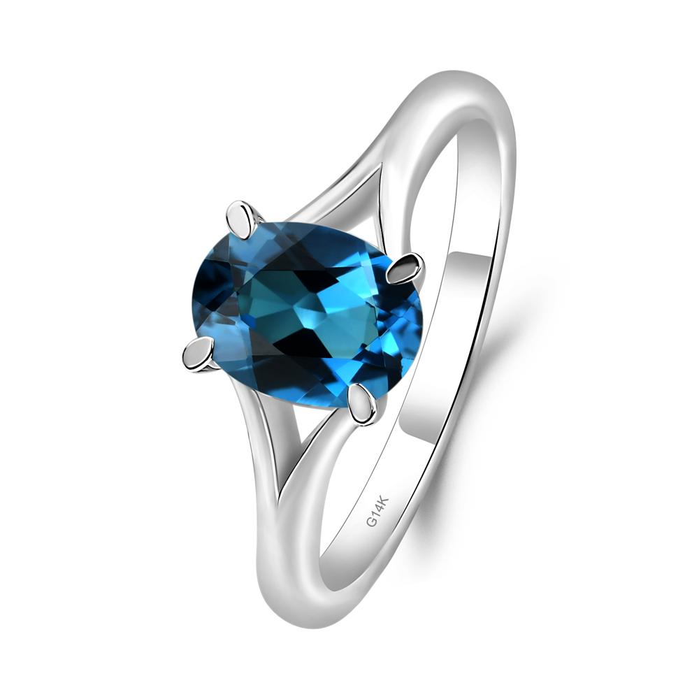 London Blue Topaz Minimalist Engagement Ring - LUO Jewelry #metal_14k white gold