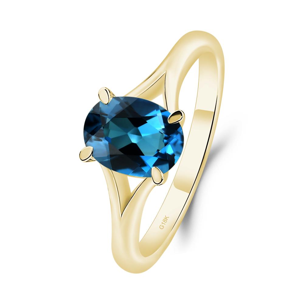 London Blue Topaz Minimalist Engagement Ring - LUO Jewelry #metal_18k yellow gold