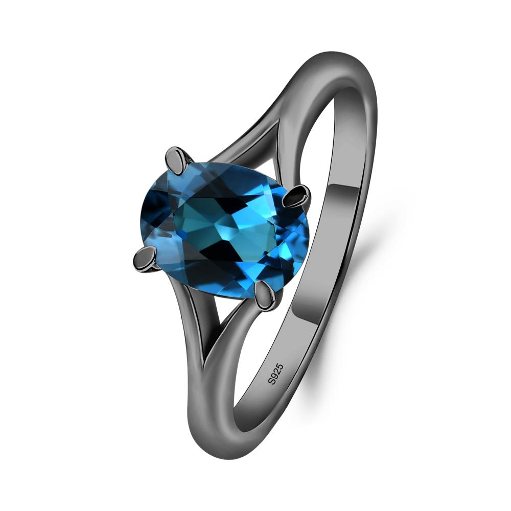 London Blue Topaz Minimalist Engagement Ring - LUO Jewelry #metal_black finish sterling silver