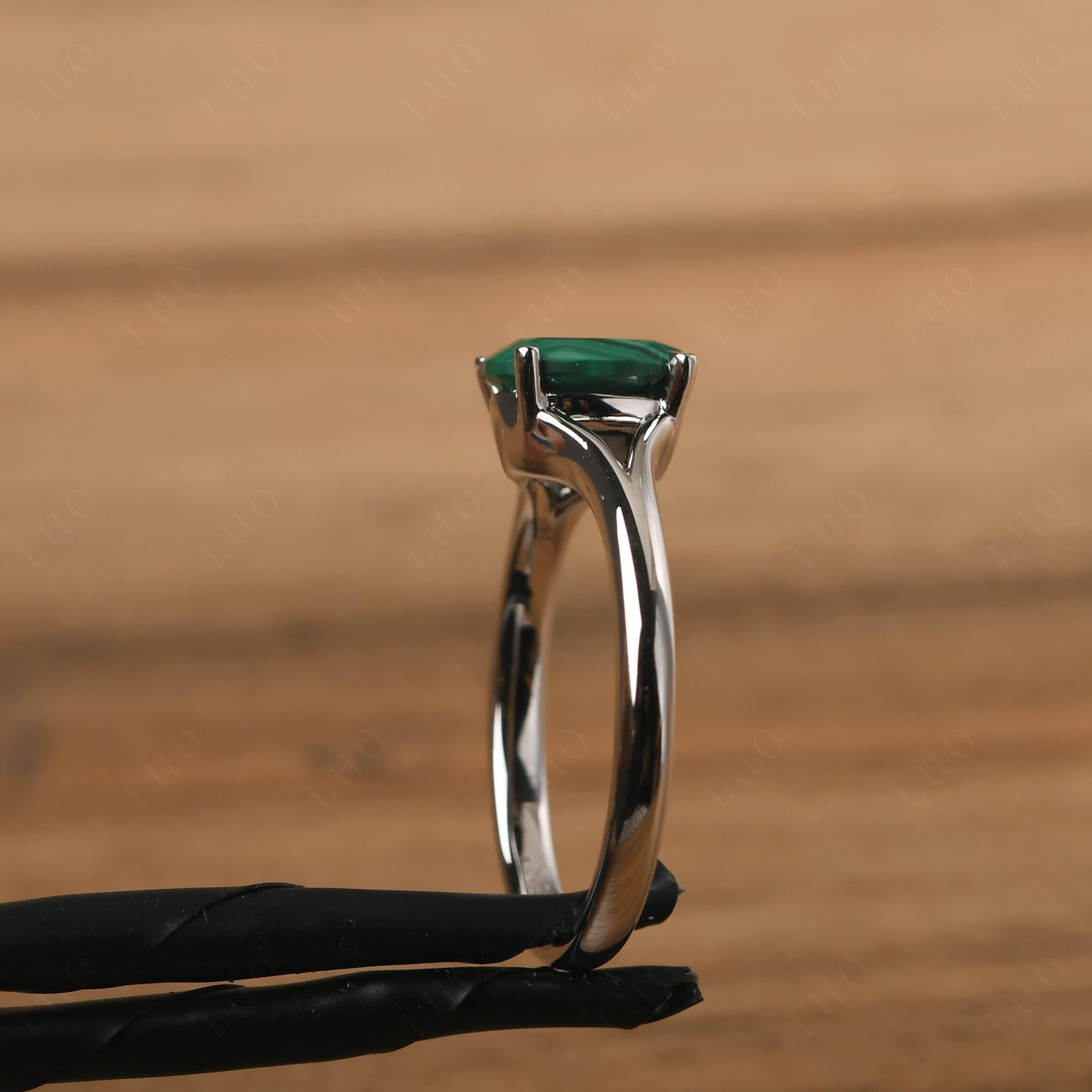 Malachite Minimalist Engagement Ring - LUO Jewelry