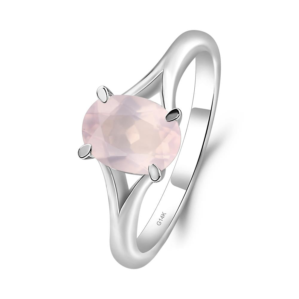 Rose Quartz Minimalist Engagement Ring - LUO Jewelry #metal_14k white gold