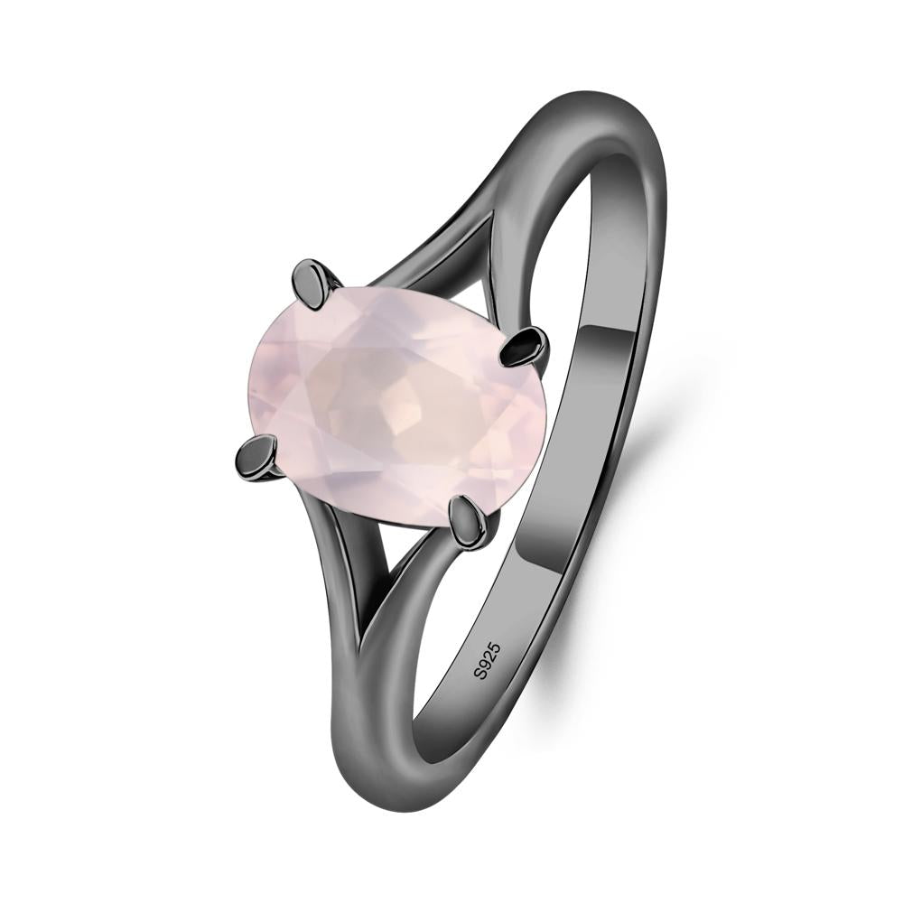 Rose Quartz Minimalist Engagement Ring - LUO Jewelry #metal_black finish sterling silver