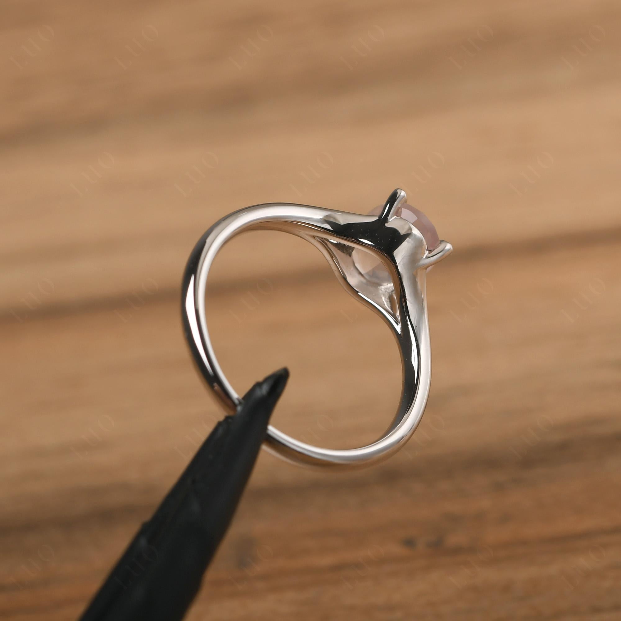 Rose Quartz Minimalist Engagement Ring - LUO Jewelry