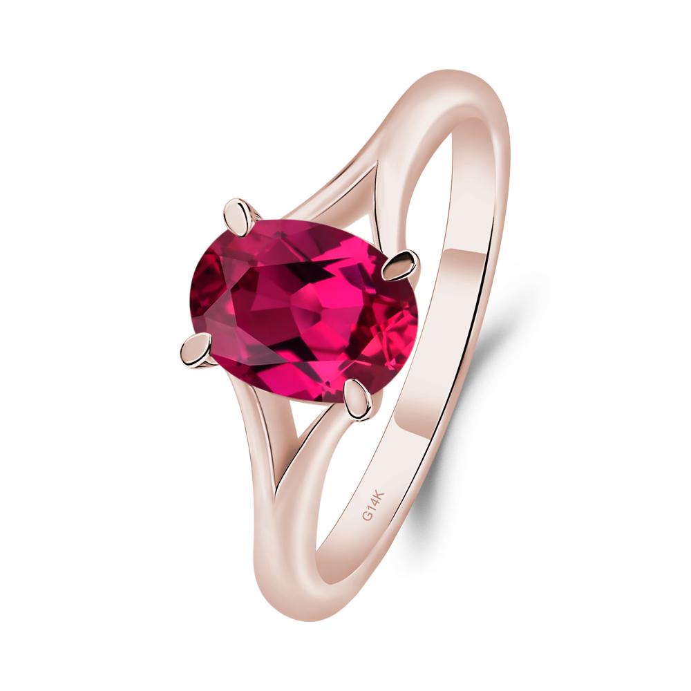 Lab Created Ruby Minimalist Engagement Ring - LUO Jewelry #metal_14k rose gold
