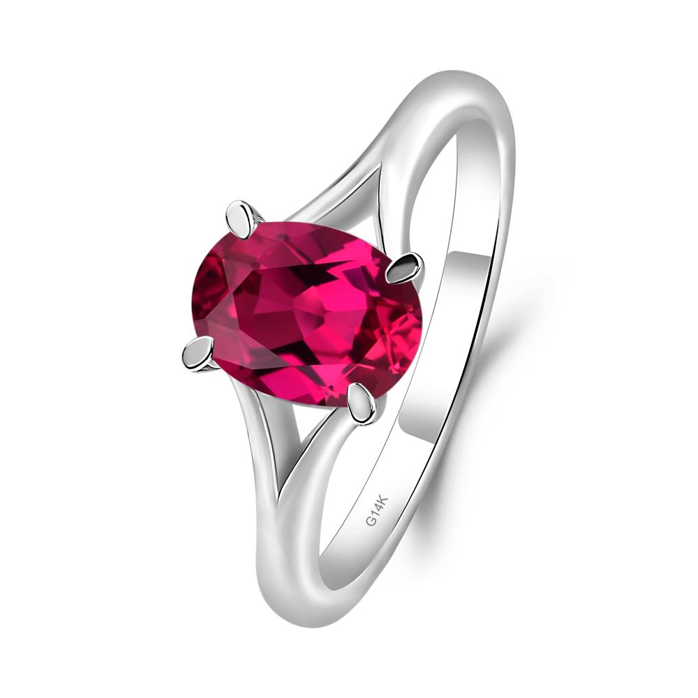 Lab Created Ruby Minimalist Engagement Ring - LUO Jewelry #metal_14k white gold