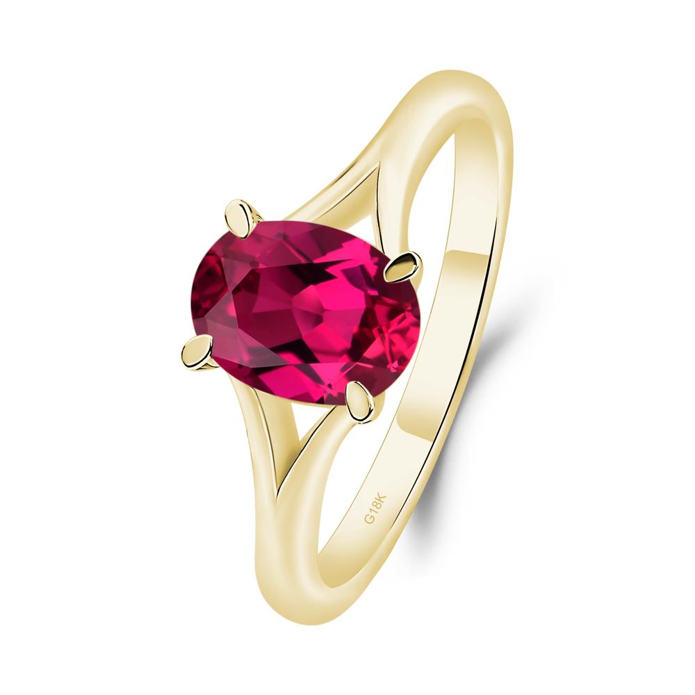 Lab Created Ruby Minimalist Engagement Ring - LUO Jewelry #metal_18k yellow gold