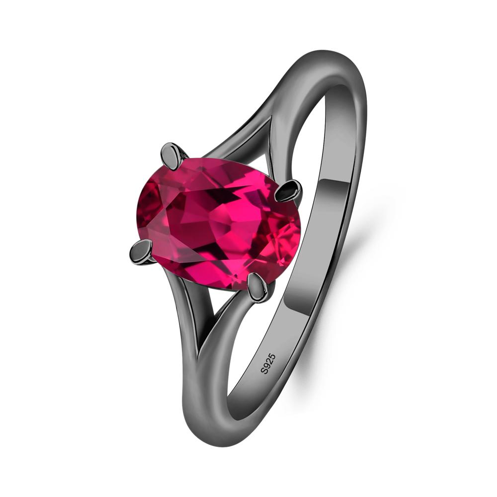 Lab Created Ruby Minimalist Engagement Ring - LUO Jewelry #metal_black finish sterling silver