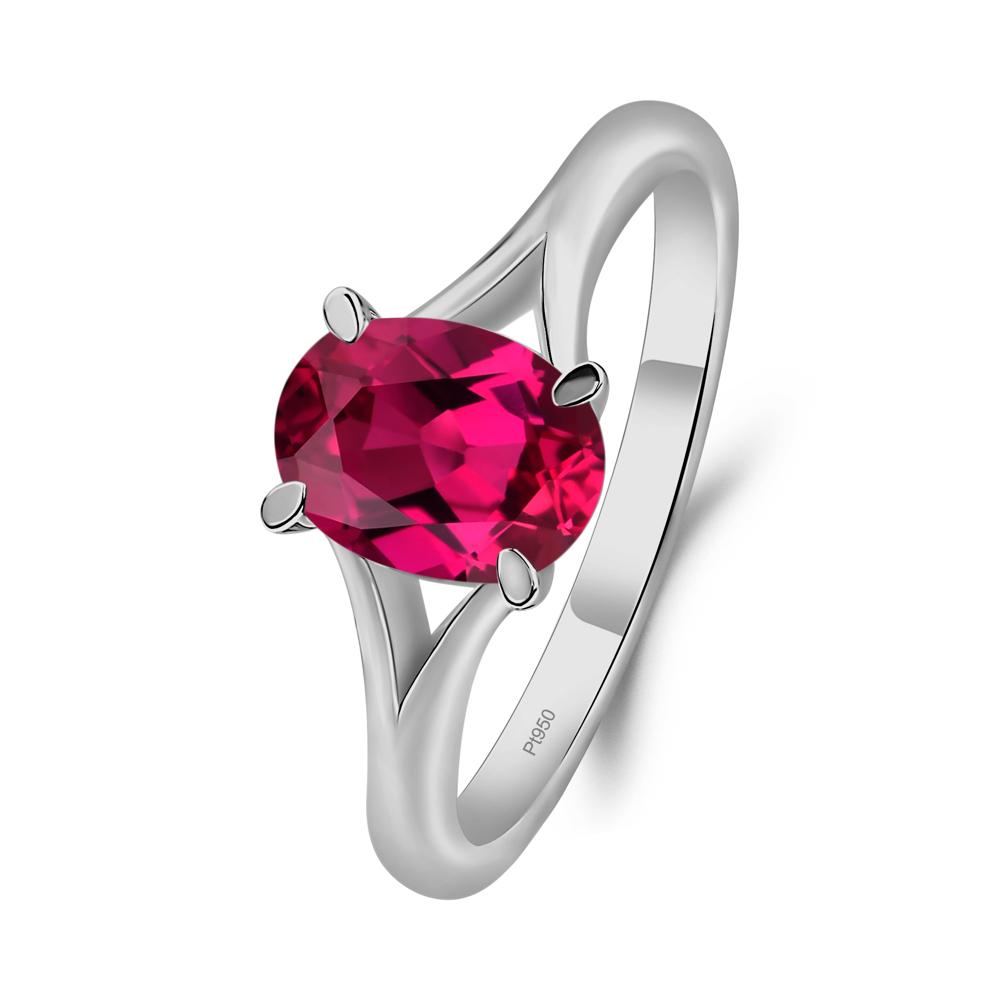 Lab Created Ruby Minimalist Engagement Ring - LUO Jewelry #metal_platinum