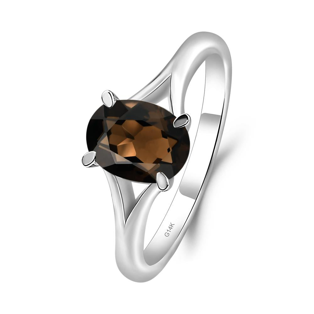 Smoky Quartz Minimalist Engagement Ring - LUO Jewelry #metal_14k white gold