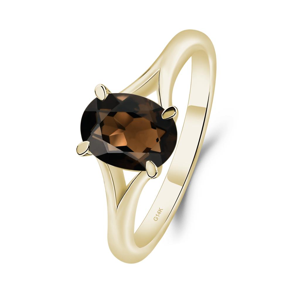 Smoky Quartz Minimalist Engagement Ring - LUO Jewelry #metal_14k yellow gold