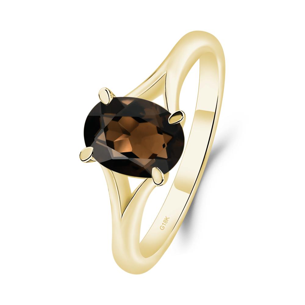 Smoky Quartz Minimalist Engagement Ring - LUO Jewelry #metal_18k yellow gold