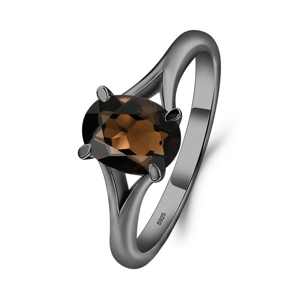 Smoky Quartz Minimalist Engagement Ring - LUO Jewelry #metal_black finish sterling silver