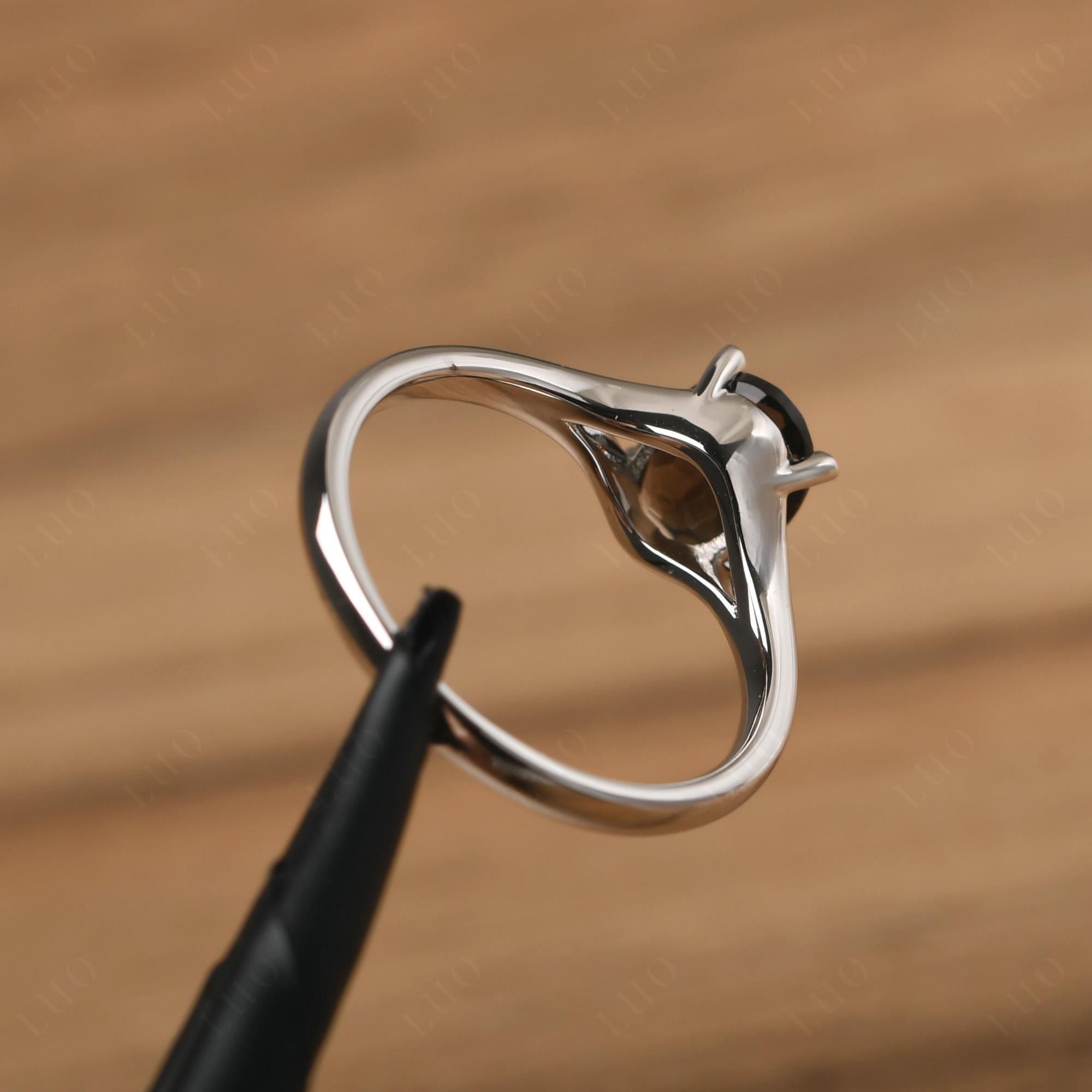 Smoky Quartz Minimalist Engagement Ring - LUO Jewelry