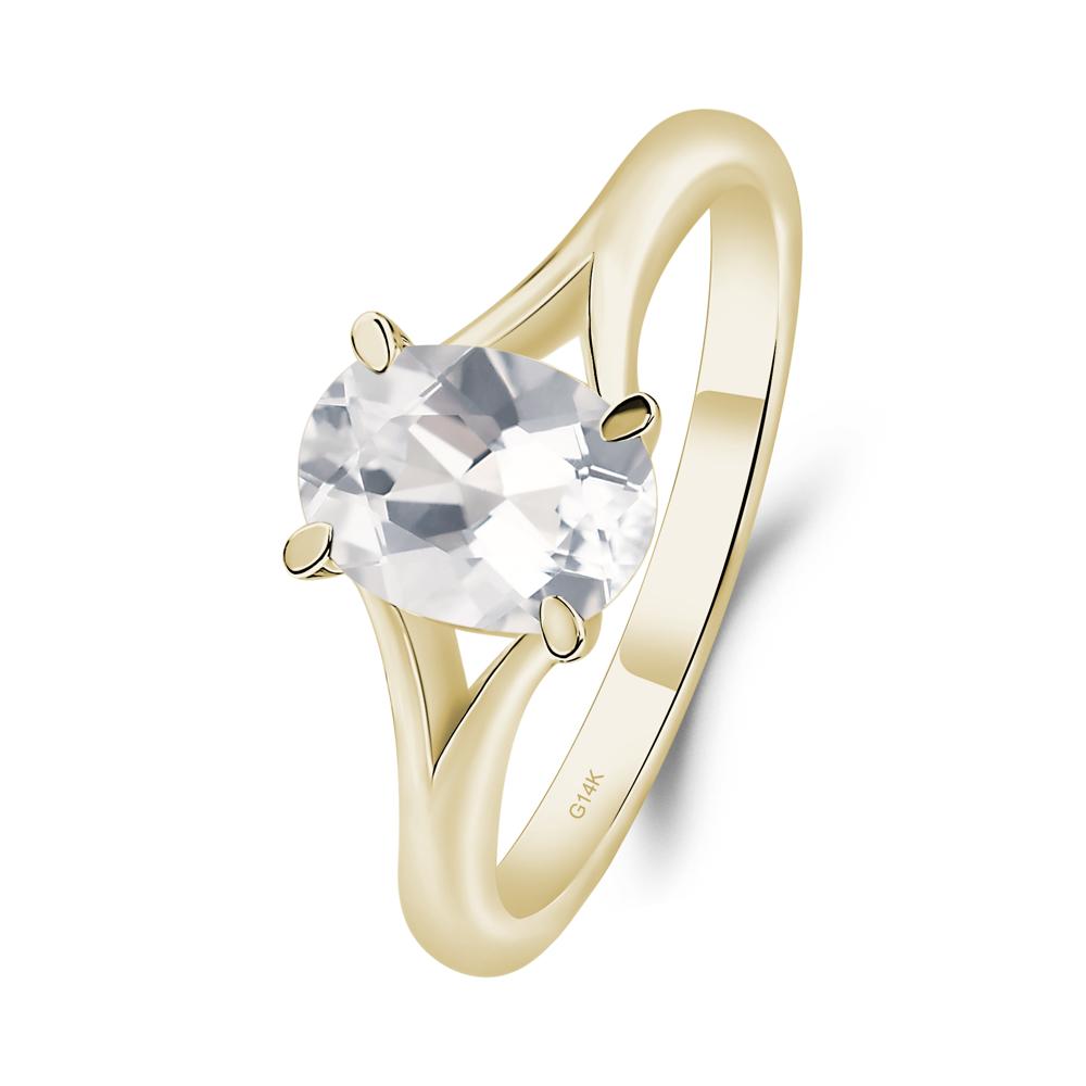White Topaz Minimalist Engagement Ring - LUO Jewelry #metal_14k yellow gold