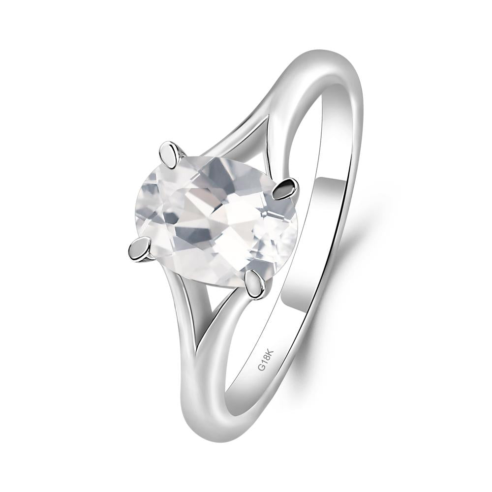 White Topaz Minimalist Engagement Ring - LUO Jewelry #metal_18k white gold