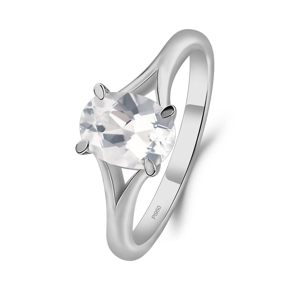 White Topaz Minimalist Engagement Ring - LUO Jewelry #metal_platinum