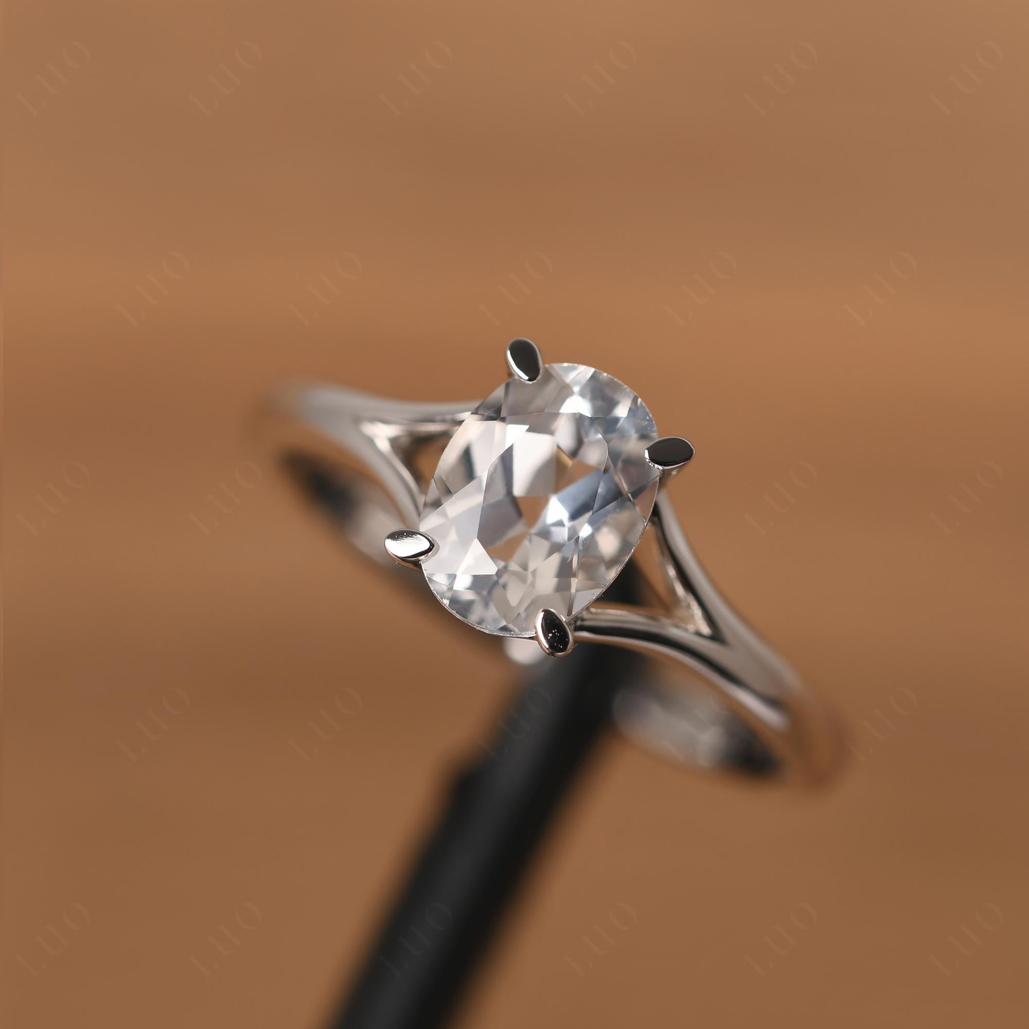White Topaz Minimalist Engagement Ring - LUO Jewelry