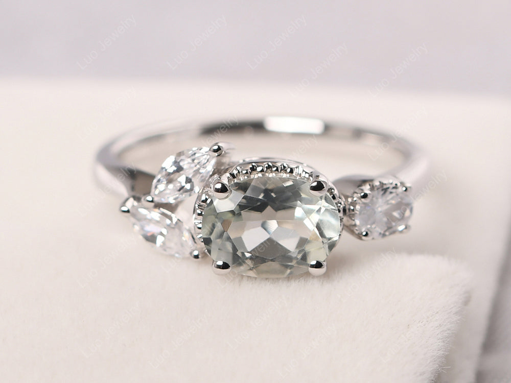 Oval Green Amethyst Mothers Ring - LUO Jewelry