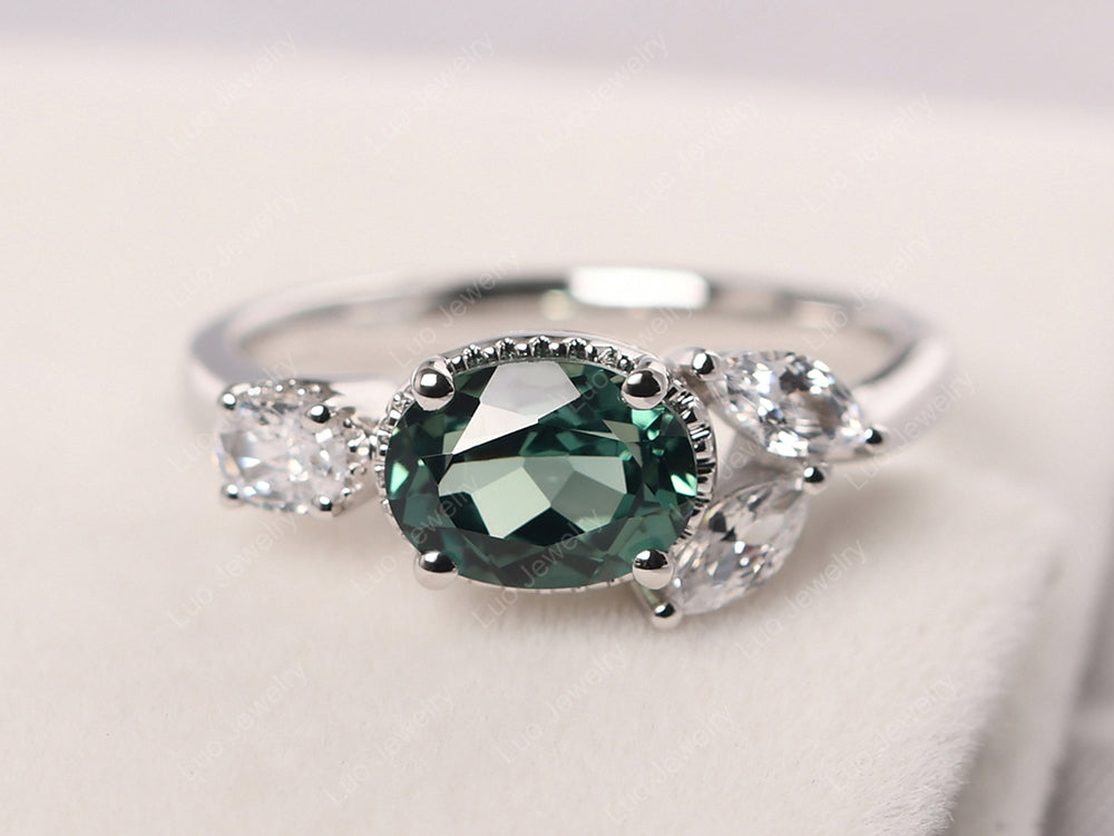 Oval Green Sapphire Mothers Ring - LUO Jewelry