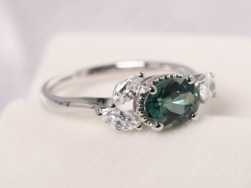 Oval Green Sapphire Mothers Ring - LUO Jewelry