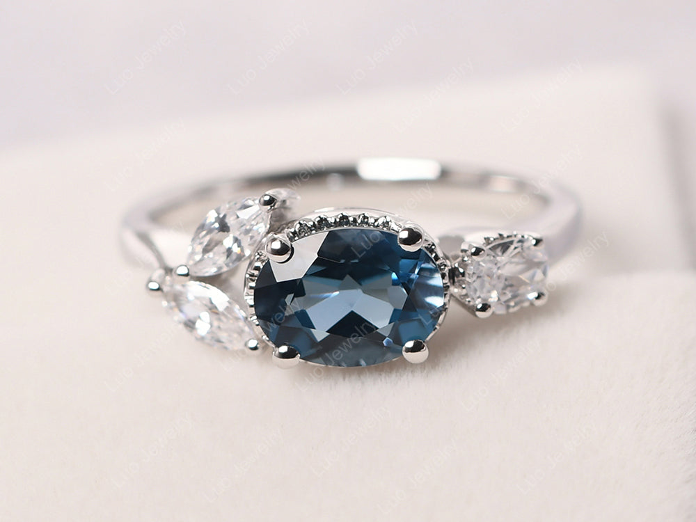 Oval London Blue Topaz Mothers Ring - LUO Jewelry