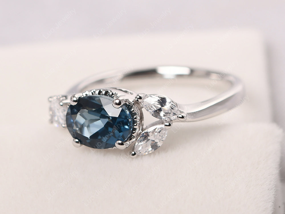 Oval London Blue Topaz Mothers Ring - LUO Jewelry