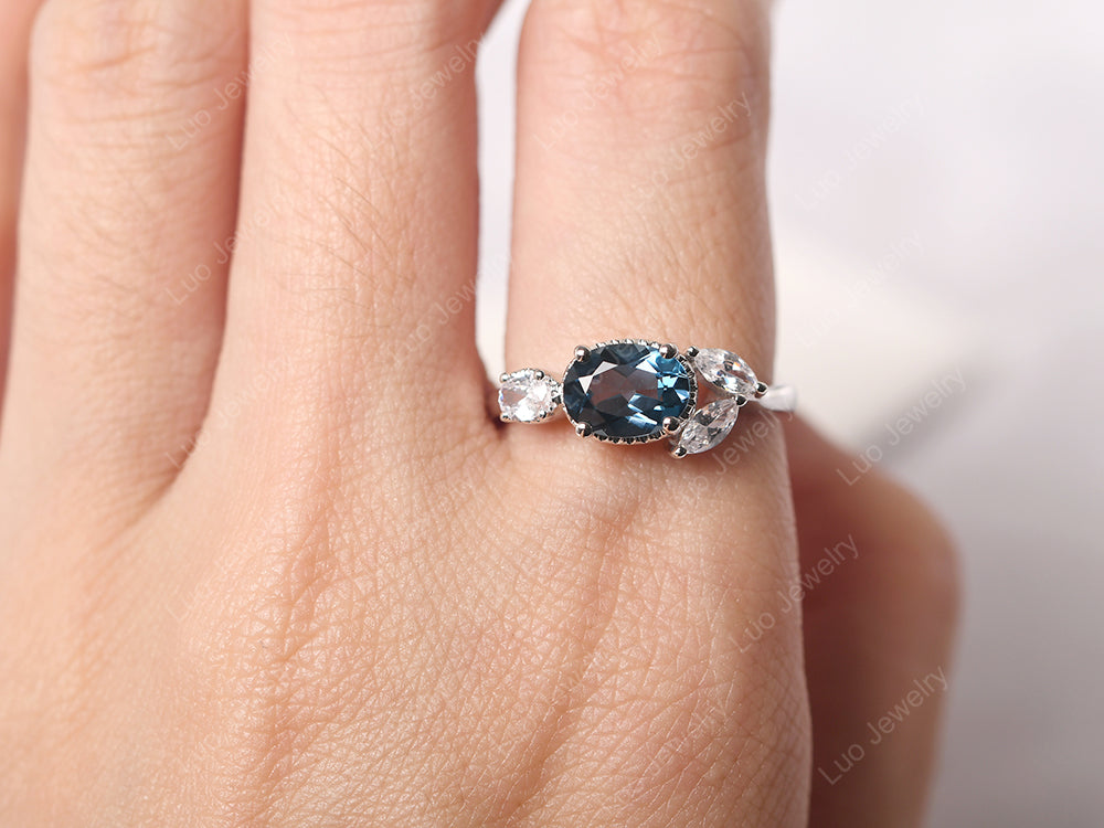 Oval London Blue Topaz Mothers Ring - LUO Jewelry