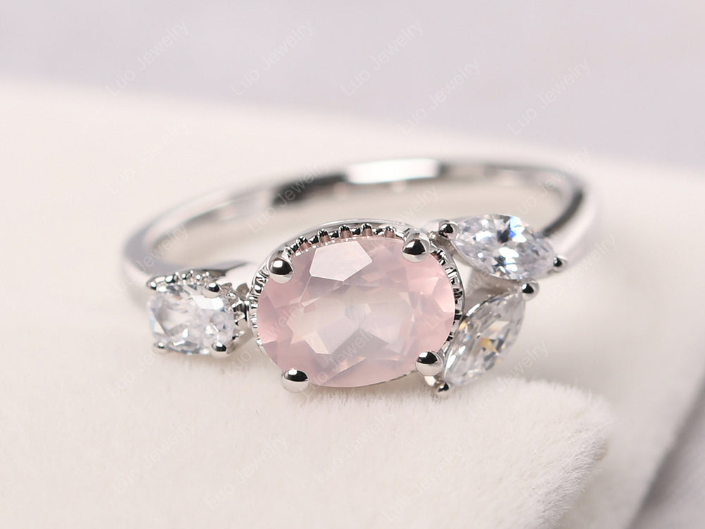 Oval Rose Quartz Mothers Ring - LUO Jewelry