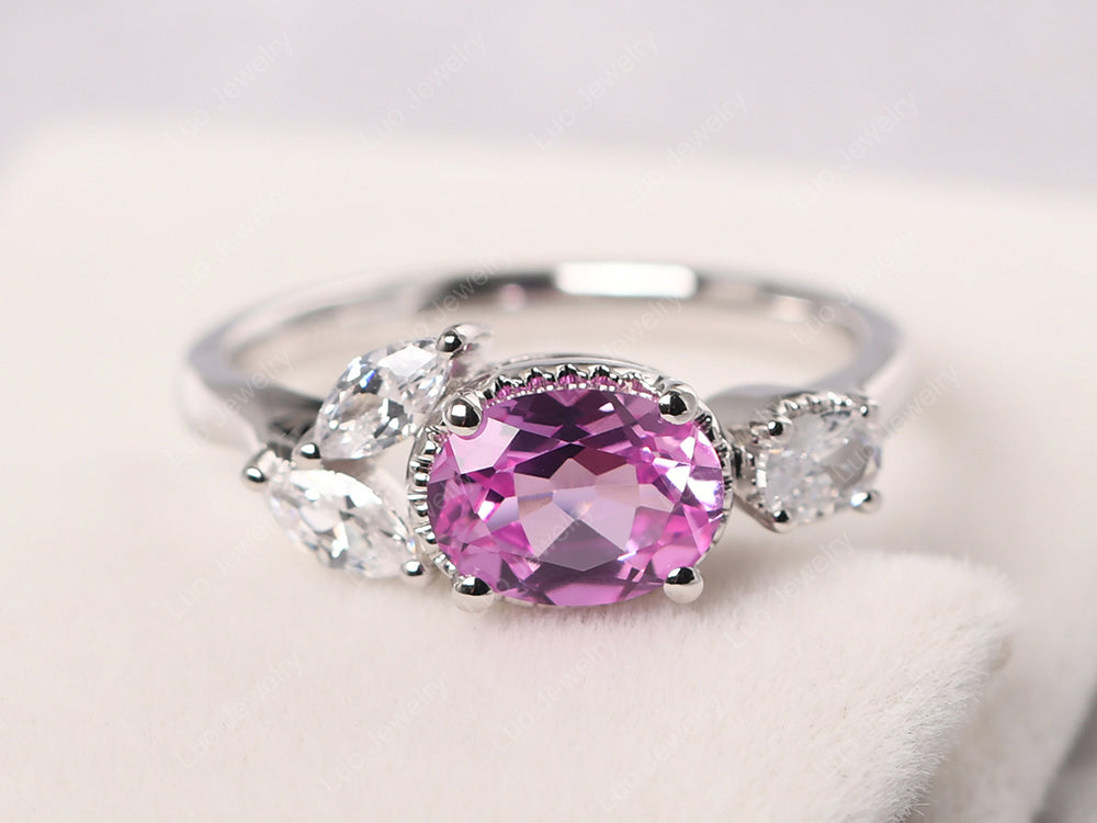 Oval Pink Sapphire Mothers Ring - LUO Jewelry