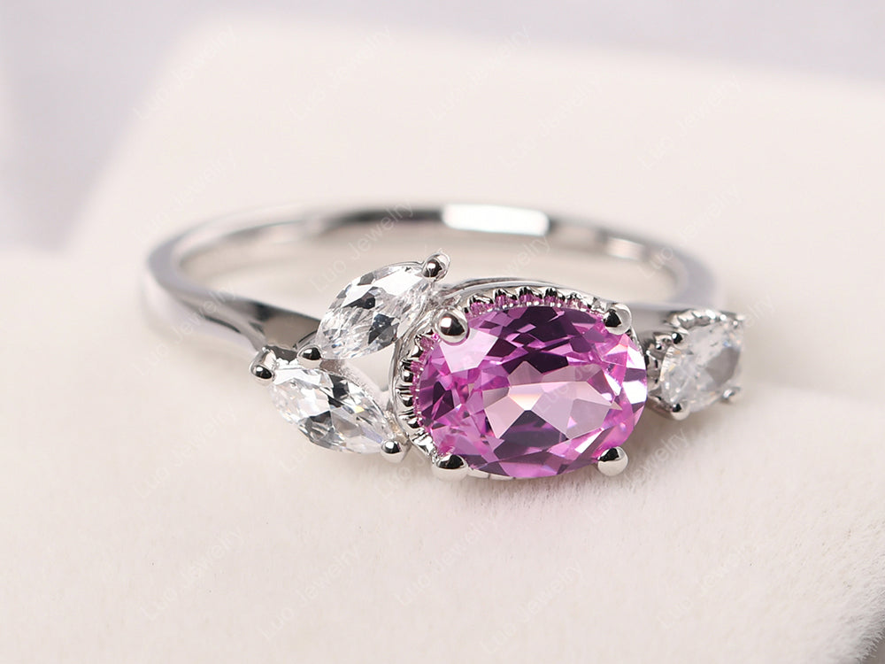 Oval Pink Sapphire Mothers Ring - LUO Jewelry