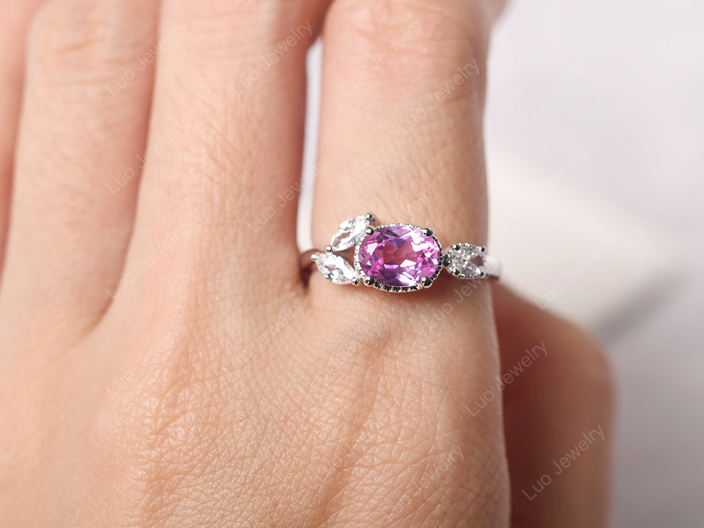 Oval Pink Sapphire Mothers Ring - LUO Jewelry