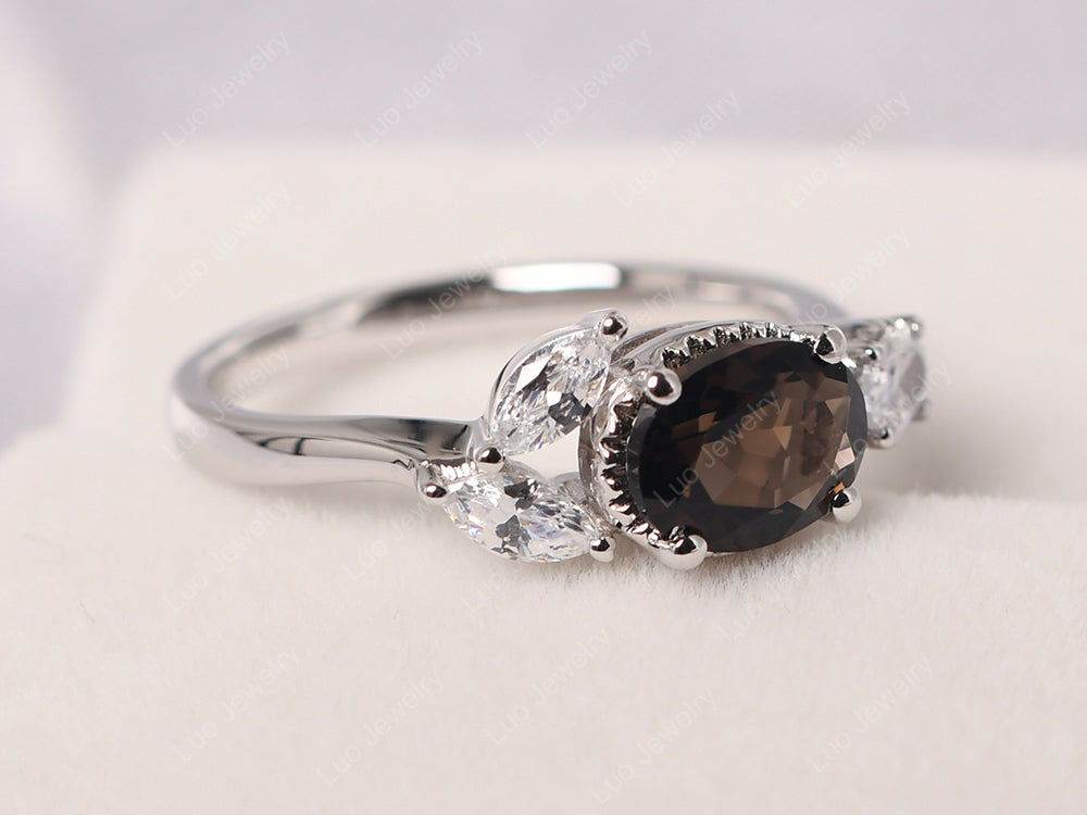 Oval Smoky Quartz Mothers Ring - LUO Jewelry