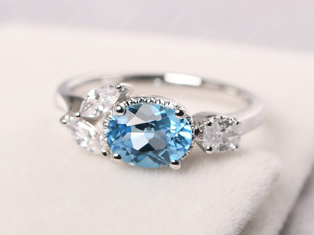 Oval Swiss Blue Topaz Mothers Ring - LUO Jewelry