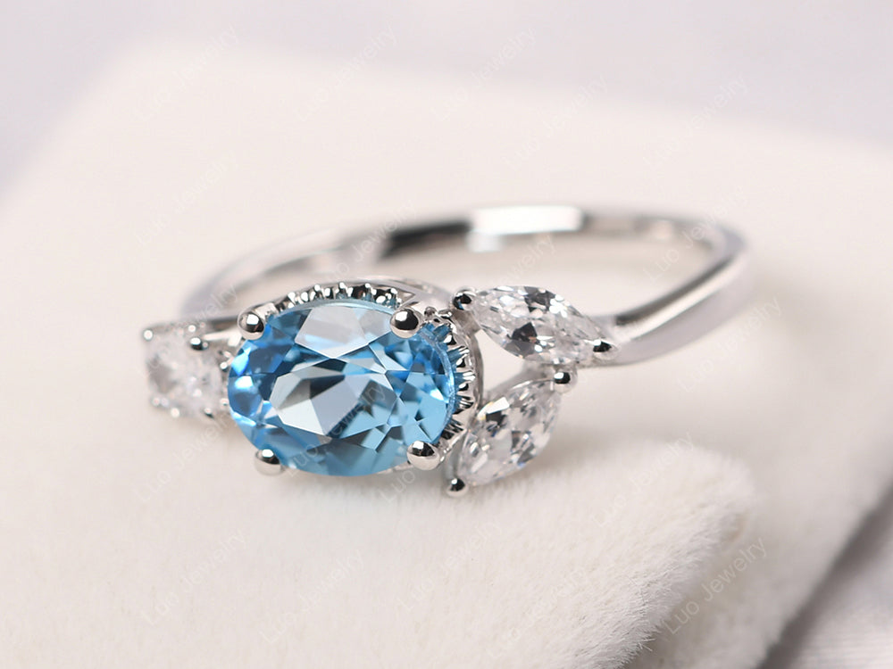 Oval Swiss Blue Topaz Mothers Ring - LUO Jewelry