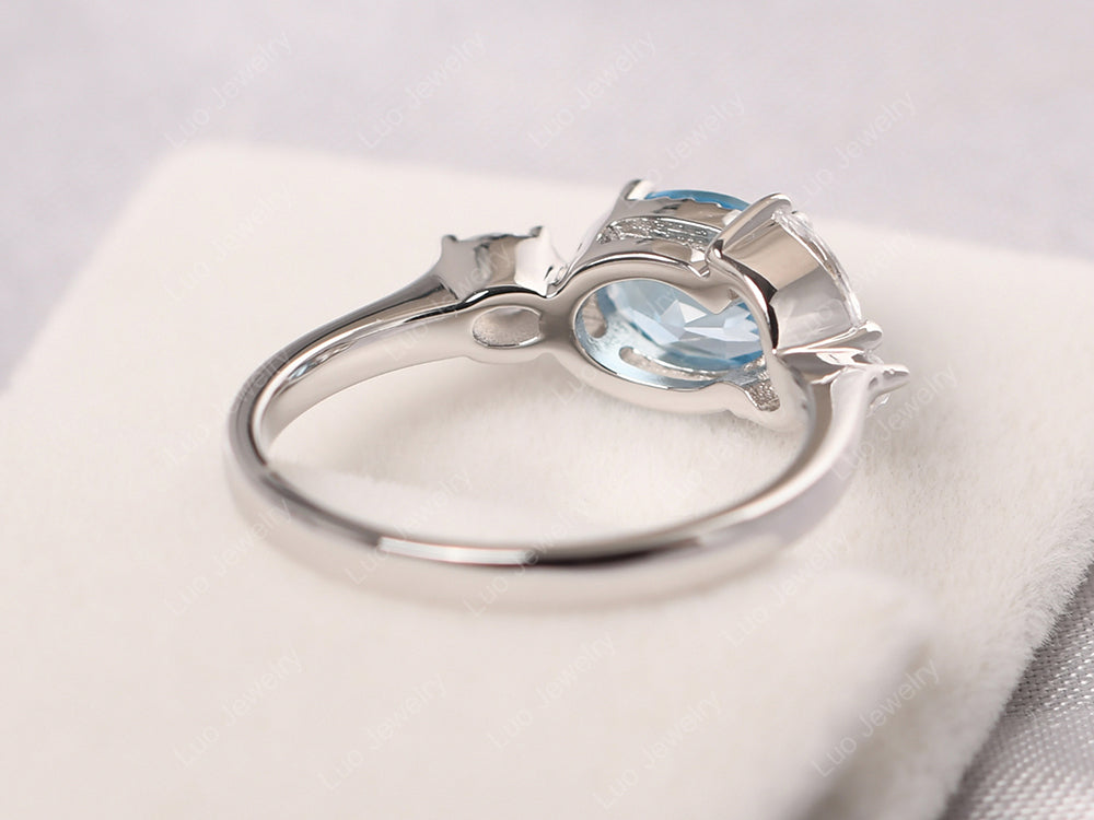 Oval Swiss Blue Topaz Mothers Ring - LUO Jewelry