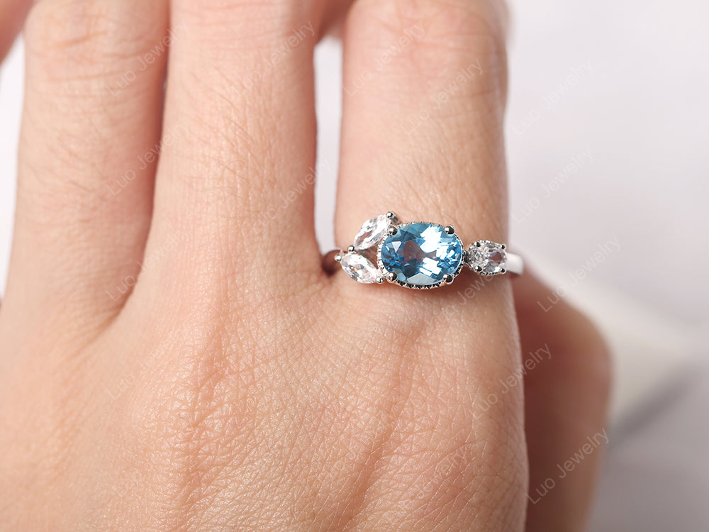 Oval Swiss Blue Topaz Mothers Ring - LUO Jewelry