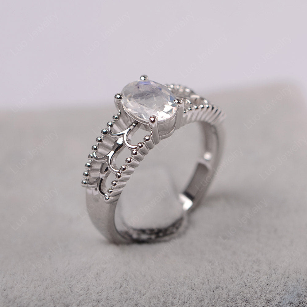 Oval Cut Moonstone Vintage Solitaire Ring