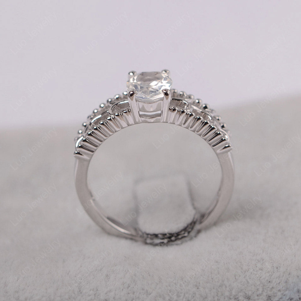 Oval Cut Moonstone Vintage Solitaire Ring