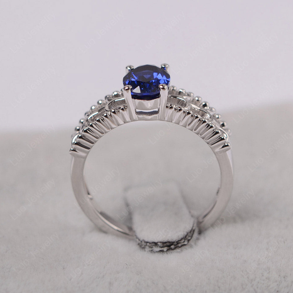 Oval Cut Sapphire Vintage Solitaire Ring