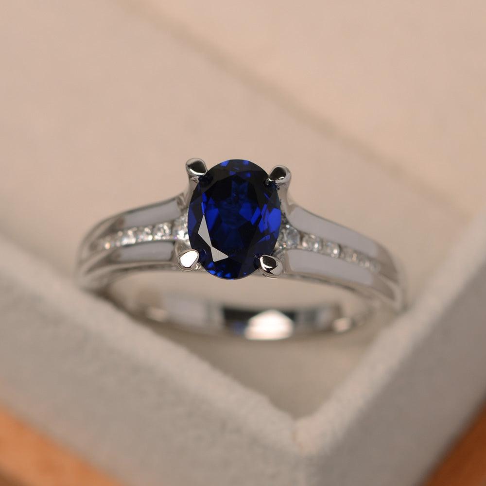 Sapphire Ring Oval With Setting Band - LUO Jewelry