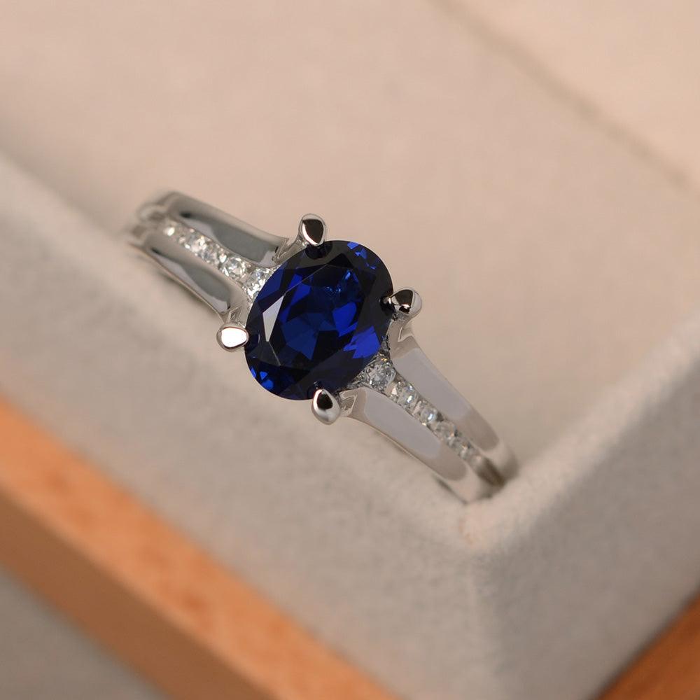 Sapphire Ring Oval With Setting Band - LUO Jewelry