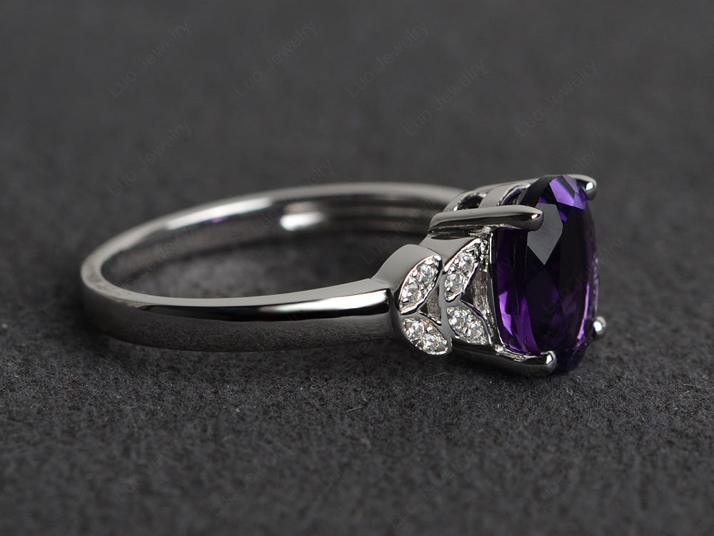 Raw Purple Amethyst Round Ring Natural Genuine Dark Purple Amethyst  Sterling Silver Ring Bezel Smooth February Birthstone Ring - Etsy